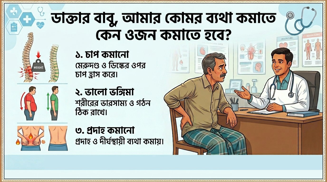 ডাক্তারবাবু, আমার তো শুধু কোমর ব্যথা, আপনি ওজন কমাতে বলছেন কেন?